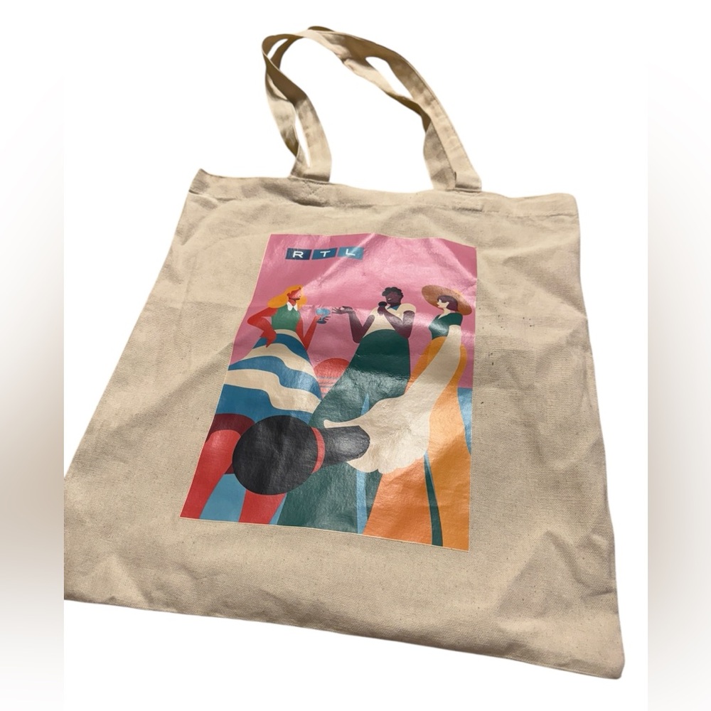 Canvas Tote with Deco Style Print. VGUC